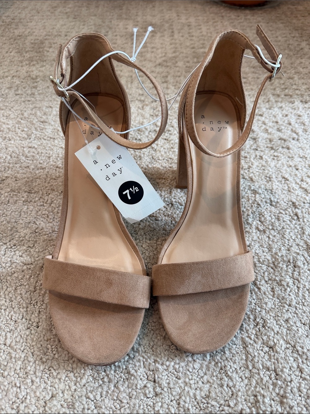 a new day Tan Suede Ankle-Strap Block Heel Sandals